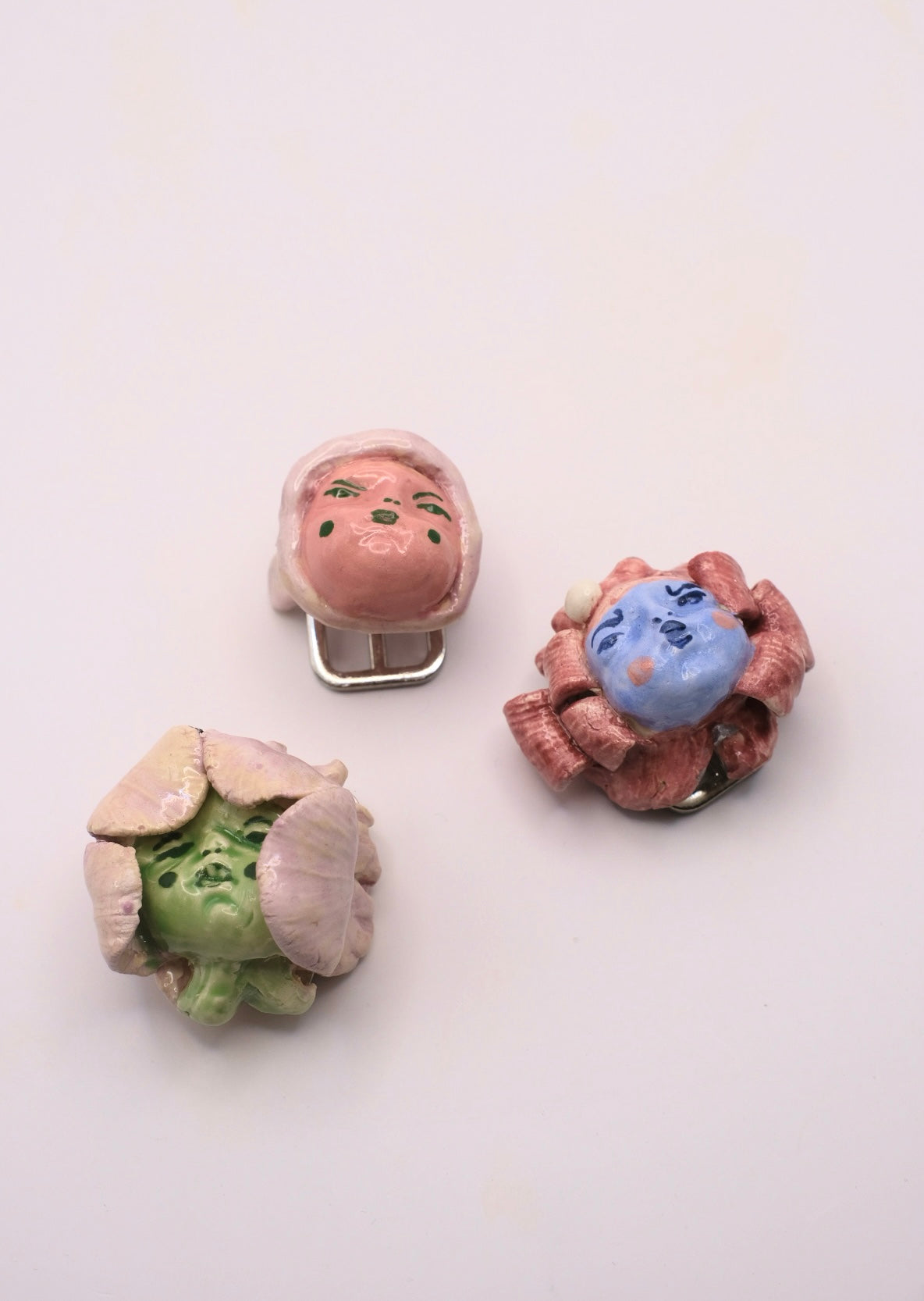 Spider Lily Scarf - Ivory + Uncanny Valley Studios Ceramic Brooch Bundle