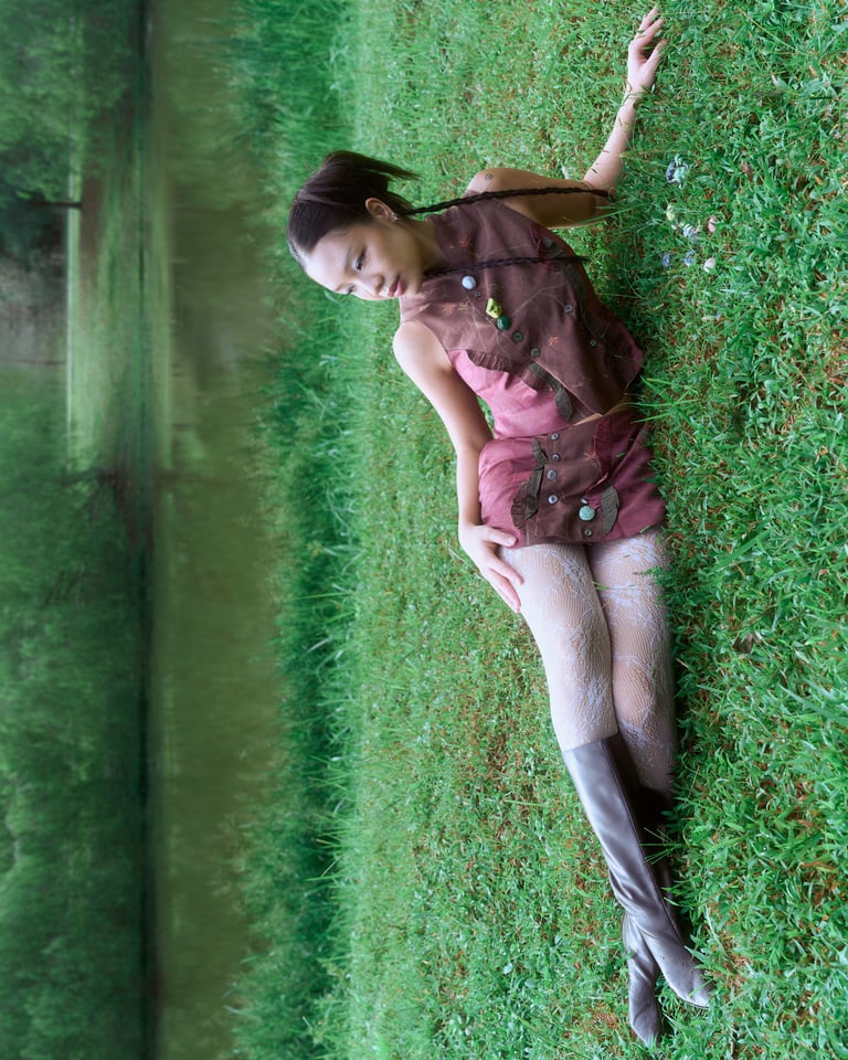 Fungi Button Skirt - Maroon