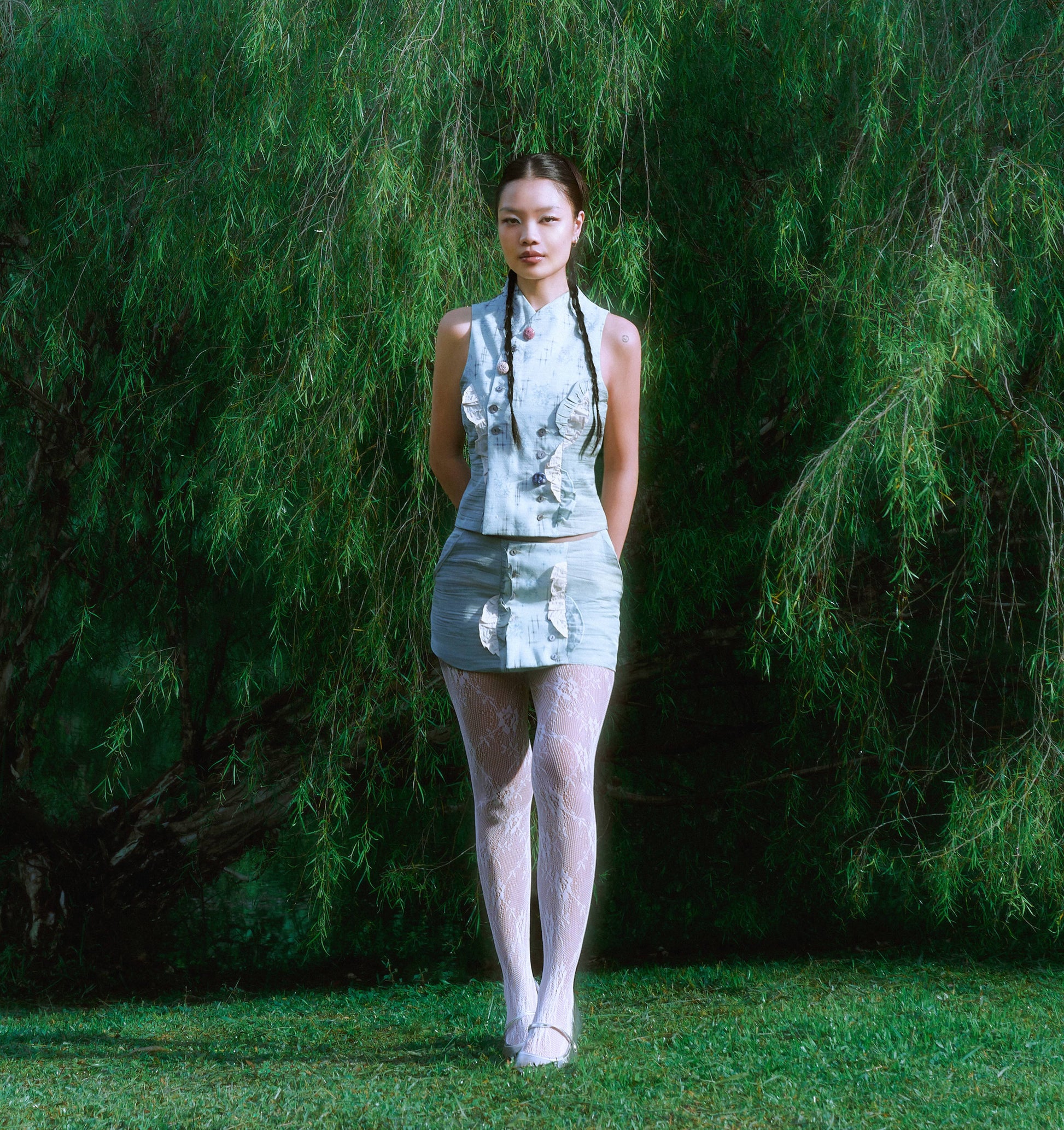 Fungi Button Skirt - Mint