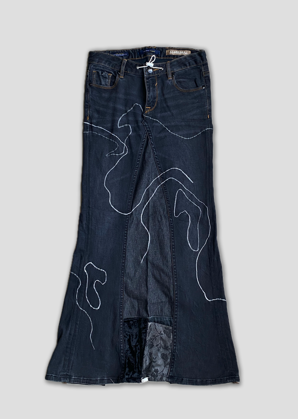 Genes Skirt - Black Velvet Denim