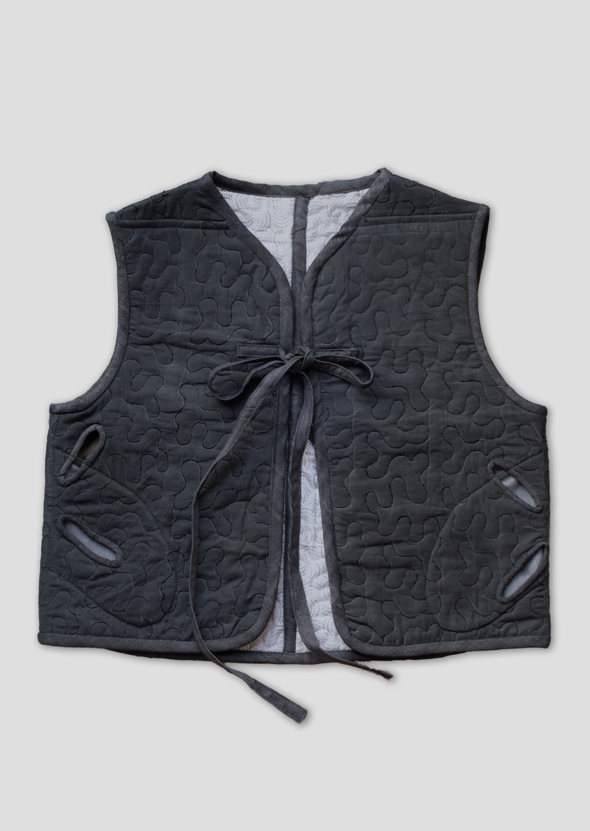 Cropped Morph Vest - Charcoal Patchwork