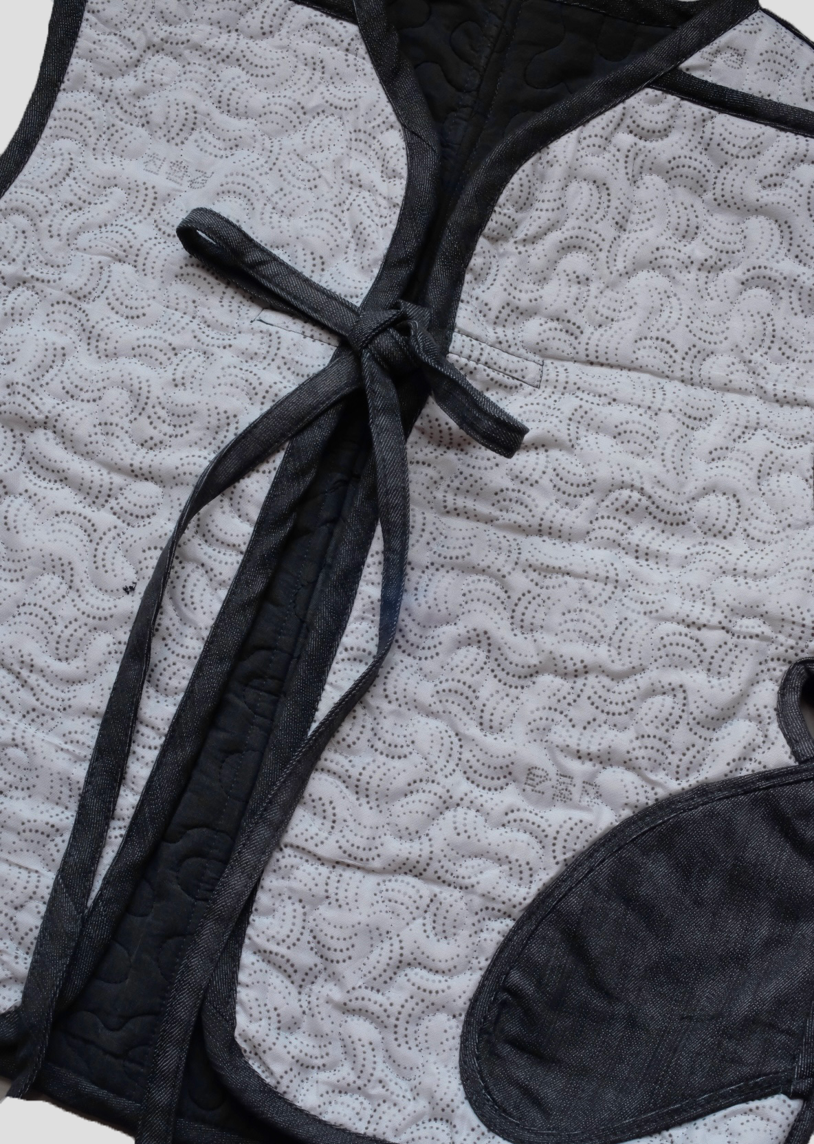 Cropped Morph Vest - Charcoal Patchwork