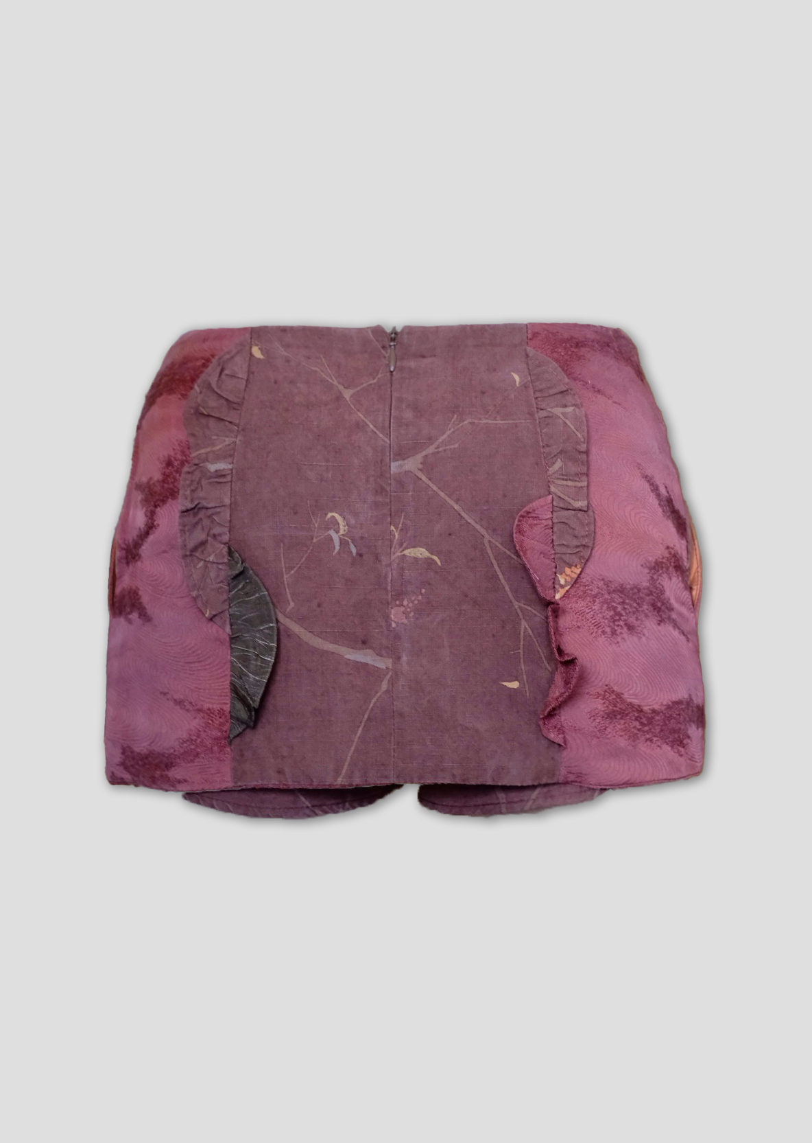 Fungi Button Skirt - Maroon