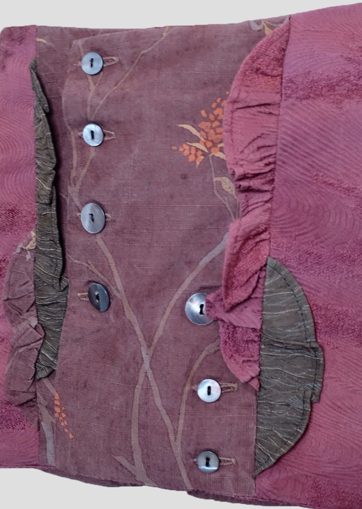 Fungi Button Skirt - Maroon