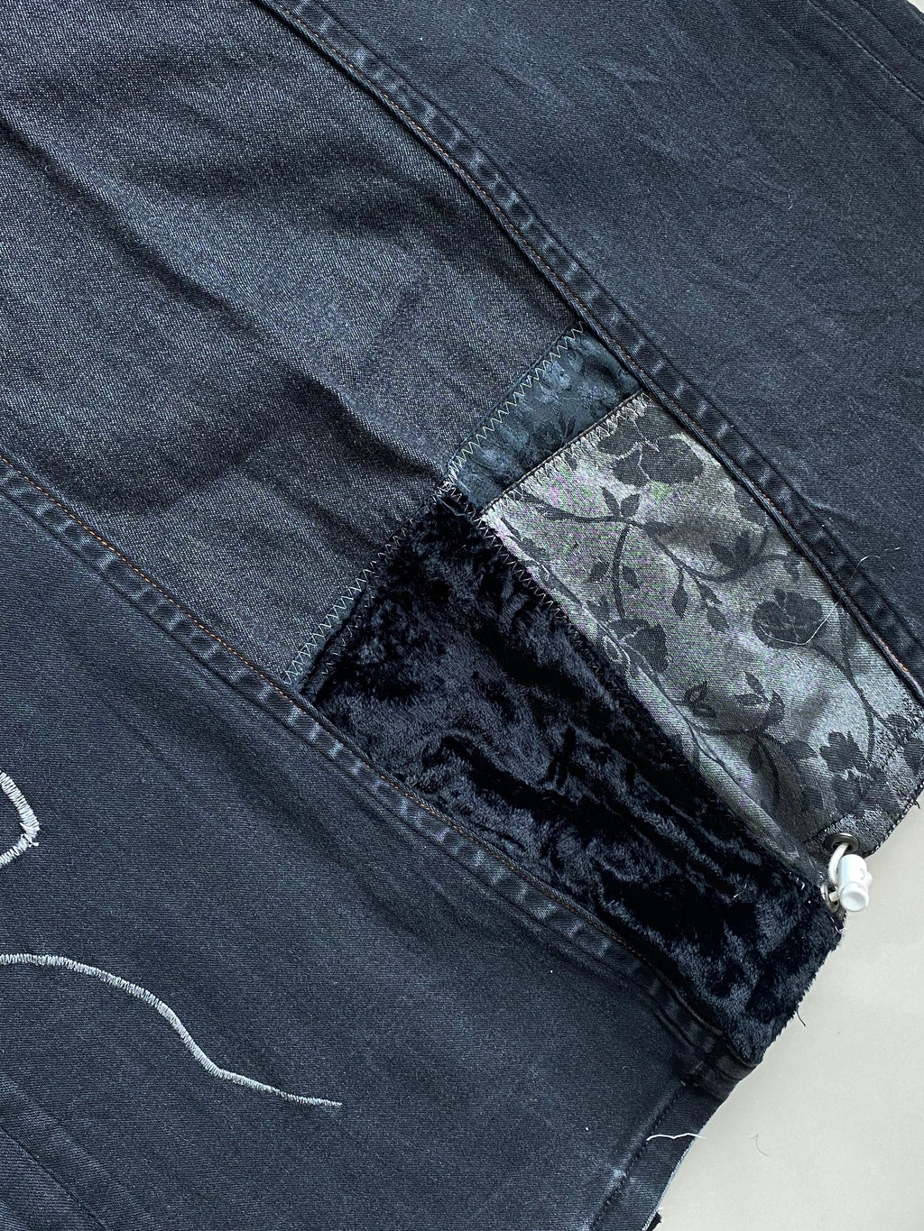 Genes Skirt - Black Velvet Denim